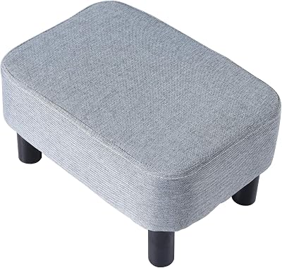YMYNY 42cm Footstool Rectangle Ottoman with Stable Wooden Legs Light Blue