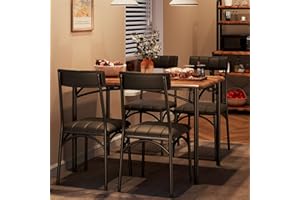Fancihabor Kitchen Table and Chairs for 4, Dining Table Set for 4 with Upholstered Chairs, 5 Piece Rectangular Kitchen Table Set, Dining Room Table Set for Small Space, Apartment, Rustic Brown