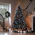 SHareconn 4ft Prelit Premium Artificial Hinged Full Christmas Tree with 170 Multi-Color Changing RGB Lights, 414 PVC Branch Tips, Remote Control 4 Feet Pre-Lit Tree for Xmas Decoration, Black
