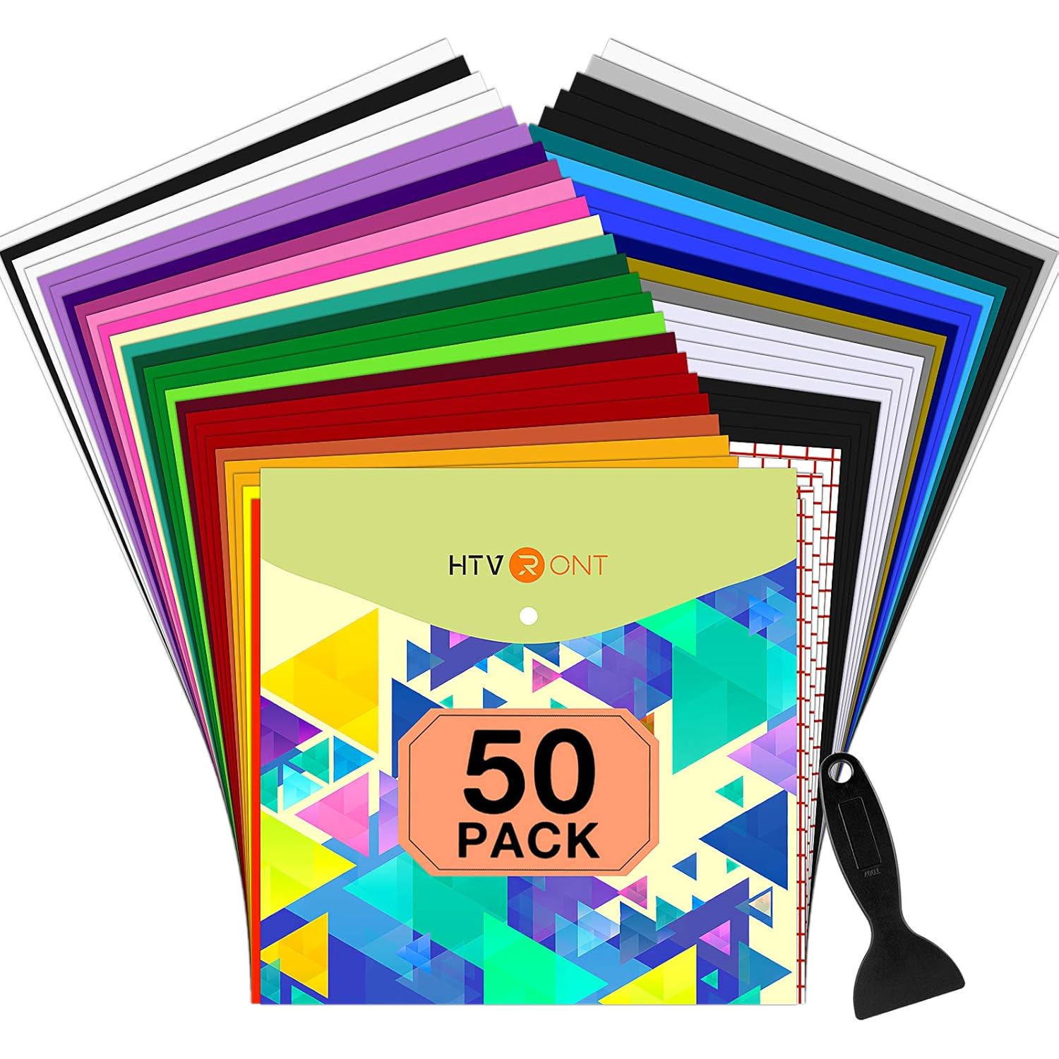 HTVRONT Permanent Vinyl, Adhesive Vinyl for Cricut - 45 Vinyl Sheets 12" x 12" & 5 Transfer Tape Sheets Set for Craft Projects, Signs, Scrapbooking (Multi Color 50pack): Industrial & Scientific