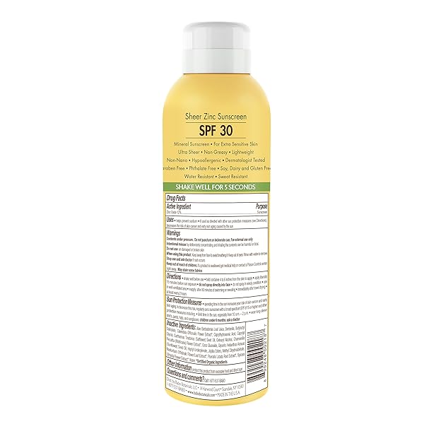 BABO BOTANICALS SHEER ZINC CONTINUOUS SUNSCREEN SPRAY SPF30 – NATURAL ZINC OXIDE – EXTRA SENSITIVE SKIN – WATER RESISTANT – VEGAN – FRAGRANCE-FREE – AIR-POWERED SPRAY – FOR ALL AGES