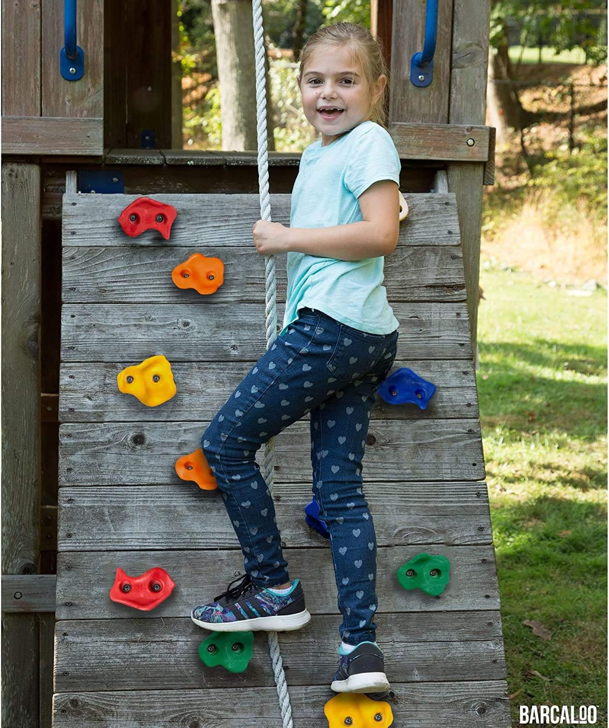 Barcaloo Kids Rock Wall Climbing Holds, 32 Pack - Jungle Gym Equipment Accessory for Outdoor Playground: Toys & Games