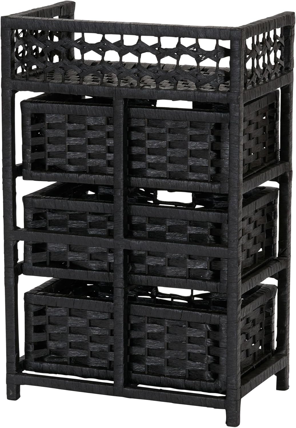 Household Essentials Hand-Woven Paper Rope 3-Drawer Chest, Black Stain: Home & Kitchen