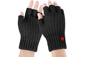 Fingerless Gloves Men - Wool Thermal Fleece Knit Mitten Warm and Comfortable Ideal for Outdoor Activities