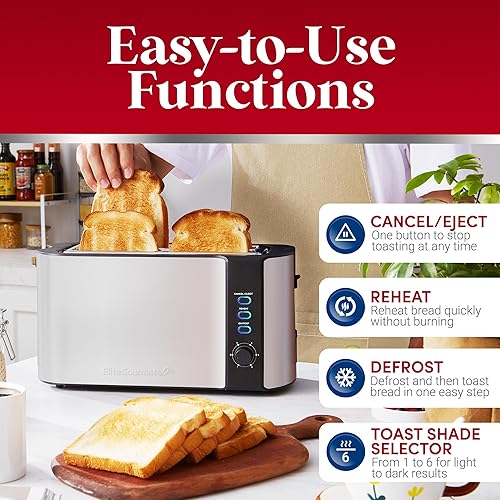 Elite Gourmet ECT-3100 Long Slot Slice Toaster, Reheat, Toast - Main Image