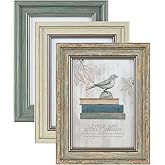 XUANLUO 3 Pack 5x7 Inch Picture Frames Farmhouse Rustic Vintage Distressed Wood Grain Photo Frame with HD plastic cover for Table Top Display and Wall Hanging