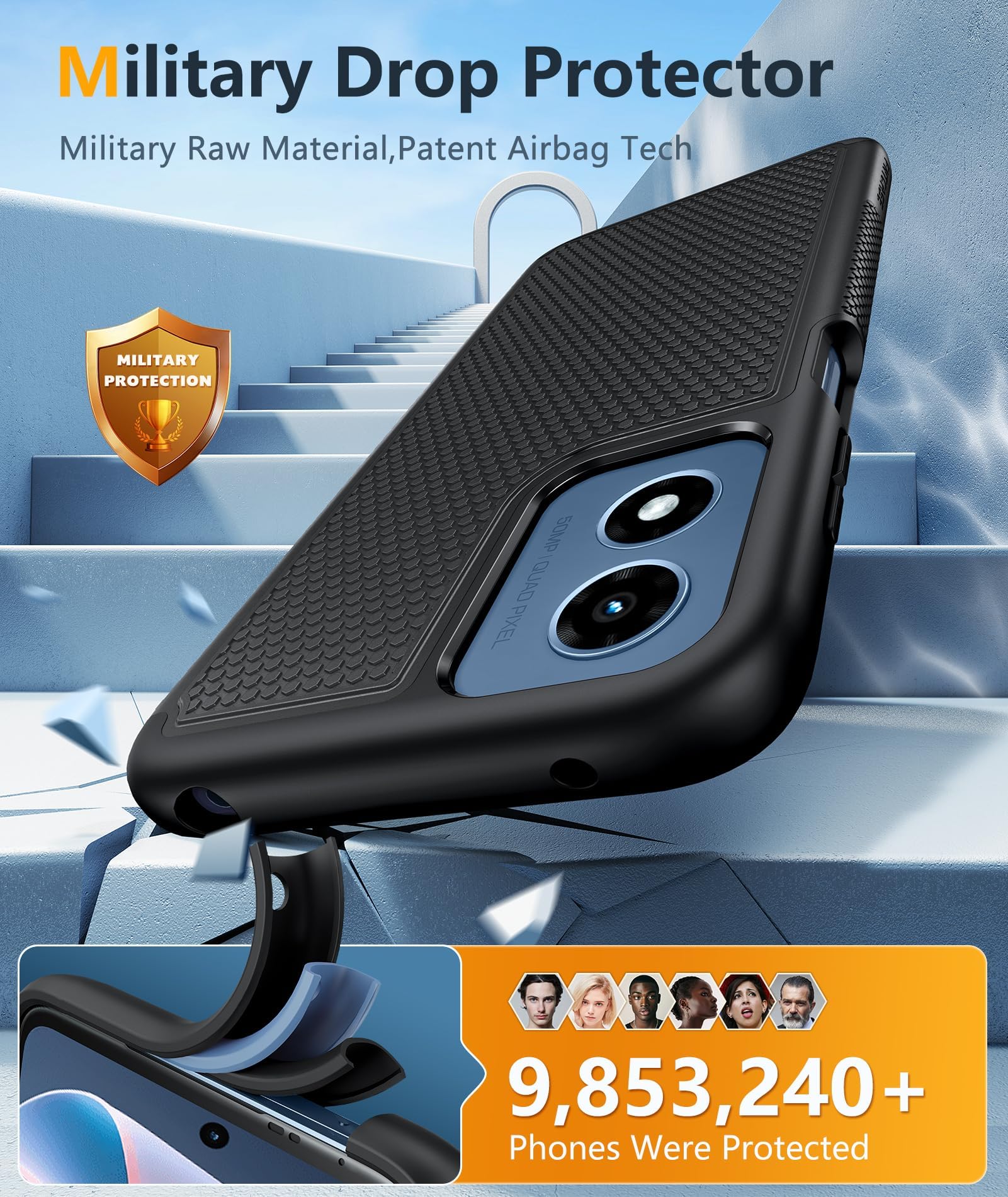 FNTCASE for Motorola Moto G-Play-2024 Case Dual Layer Protective | Heavy Duty Cell Phone Cover | Shockproof Rugged | Non Slip Textured Back | Military Protection Bumper | Black