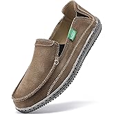 VILOCY Mens Slip on Deck Shoes Casual Canvas Loafers Beach Boat Shoes Zero Drop Vintage Flat