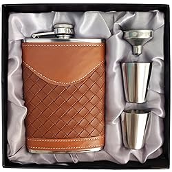 LHD HOME Hip Flasks for Men 8oz Leather Flask Gift