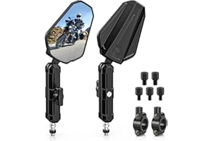 MICTUNING Adventure Motorcycle Mirrors 360 Degrees Adjustable, Foldable Convex Side Rearview Mirrors No Vibration & Wobble Wi