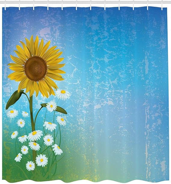 taquxinlaowan Pastell Duschvorhang Sonnenblumen Kamille Druck für