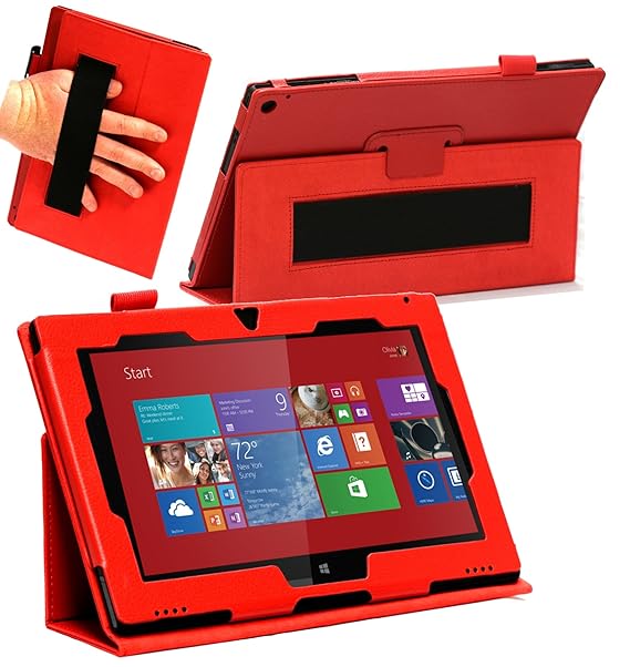 Navitech Rotes Faux Leder Case Cover mit Stand für das Nokia Lumia 2520 10.1 Windows Tablet