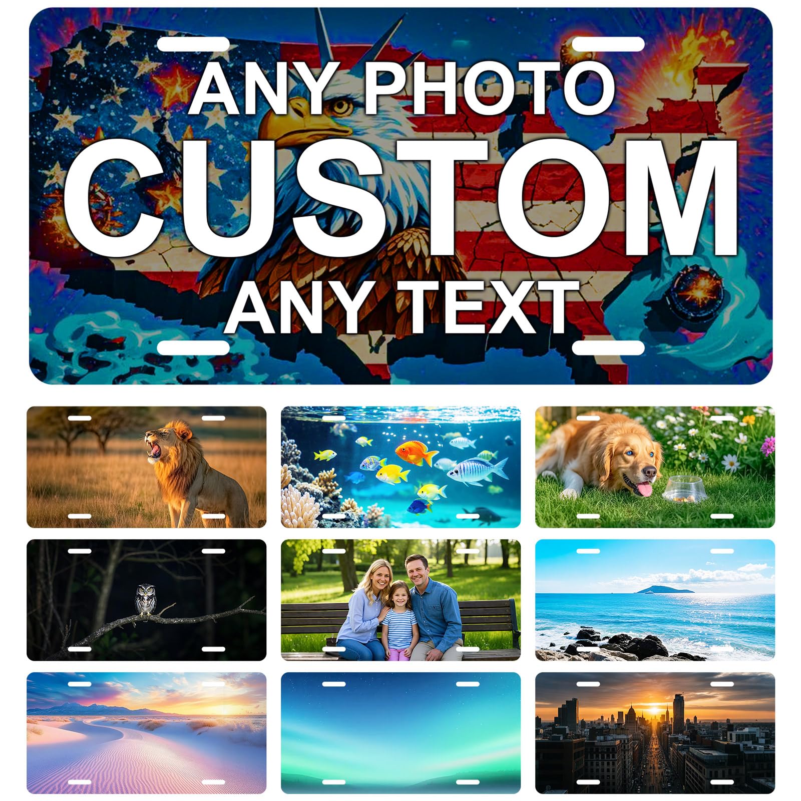 Metal Custom License Plate - 6x12 Inch - Select