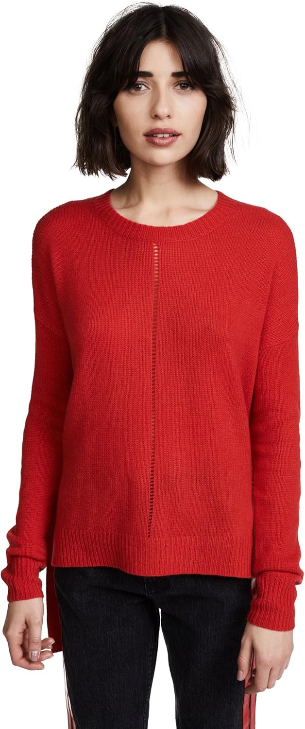 Autumn Cashmere Women's Cashmere High Low Sweater with Ties, Poppy