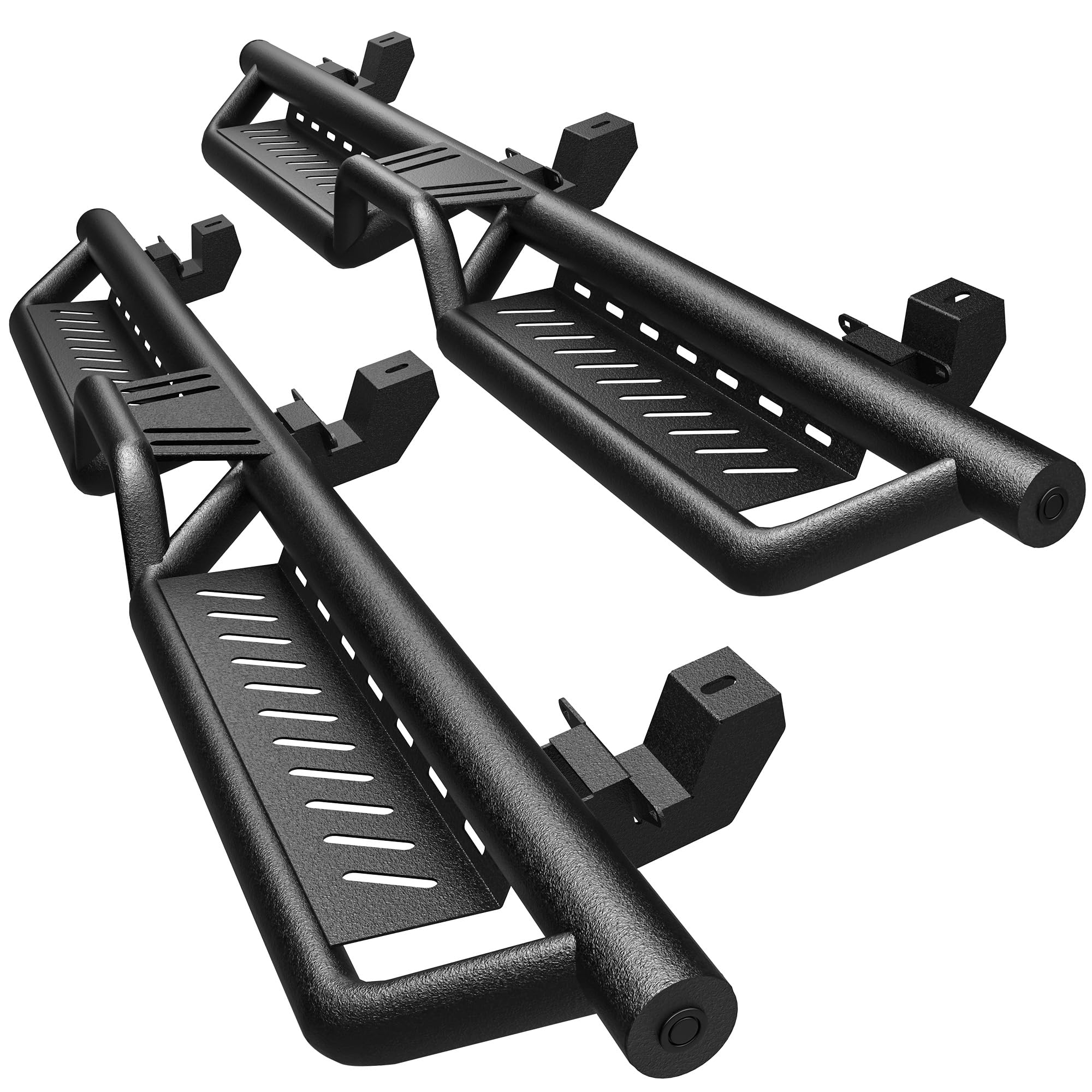 Photo 1 of YITAMOTOR Running Boards & Side Step Compatible with 2018-2025 Jeep Wrangler JL 4 Door, Black Powder Coated Nerf Bar with Two-Stair for Roof Operation
