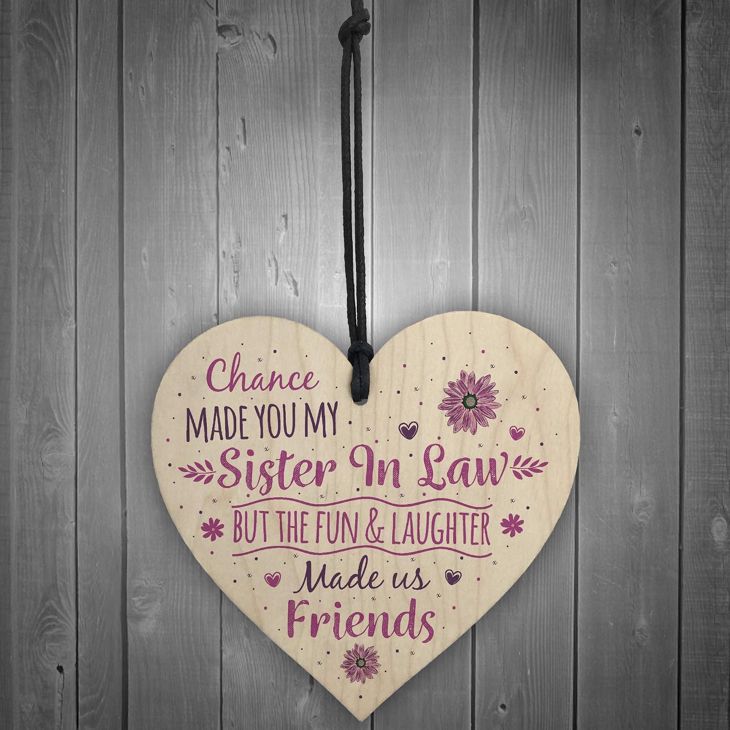RED OCEAN Chance Made You My Sister In Law Wooden Heart Shabby Chic Plaque Keepsake Friendship Birthday Sister Gift - Image 3