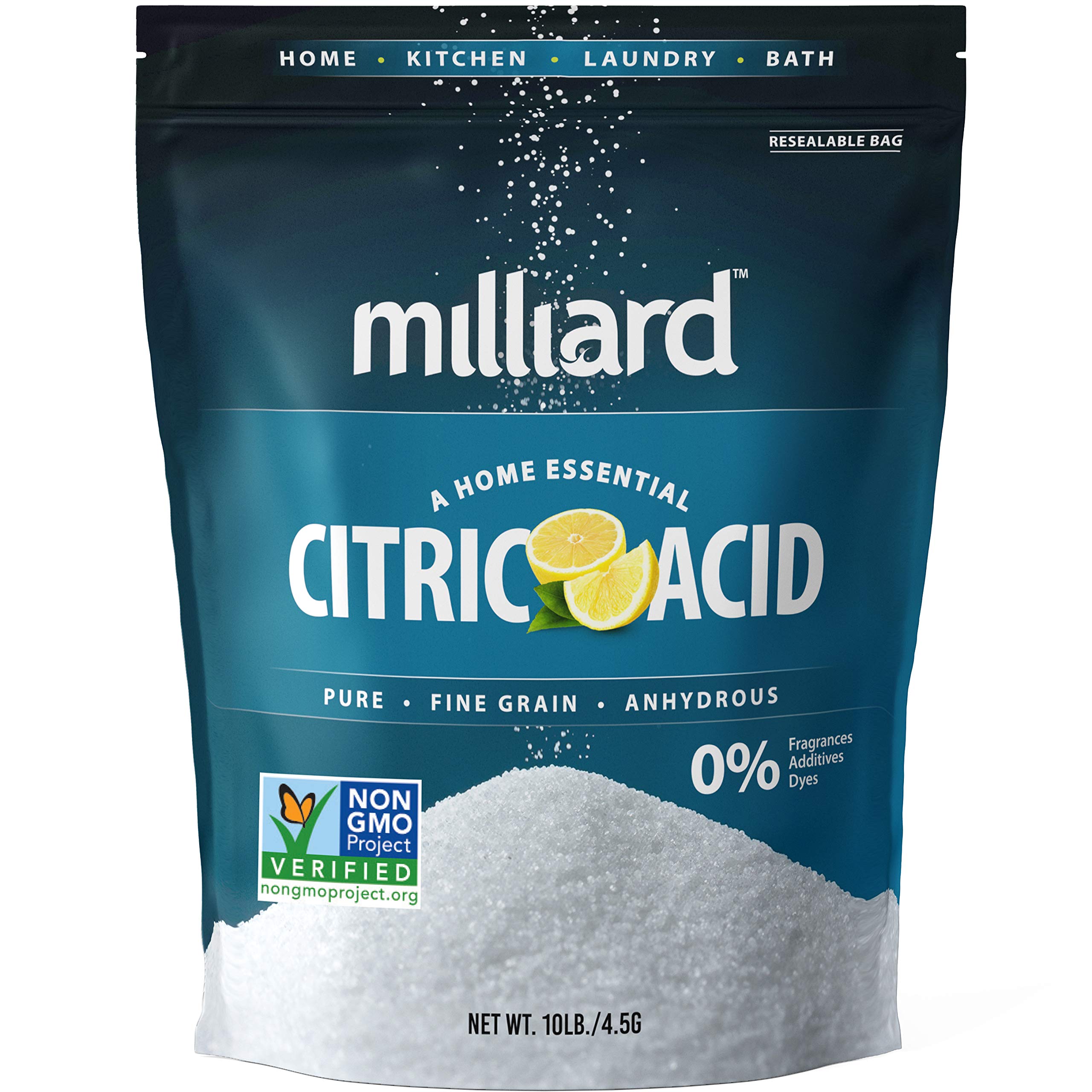 Milliard Citric Acid 10 Pound 100 Pure Food Grade NONGMO Project