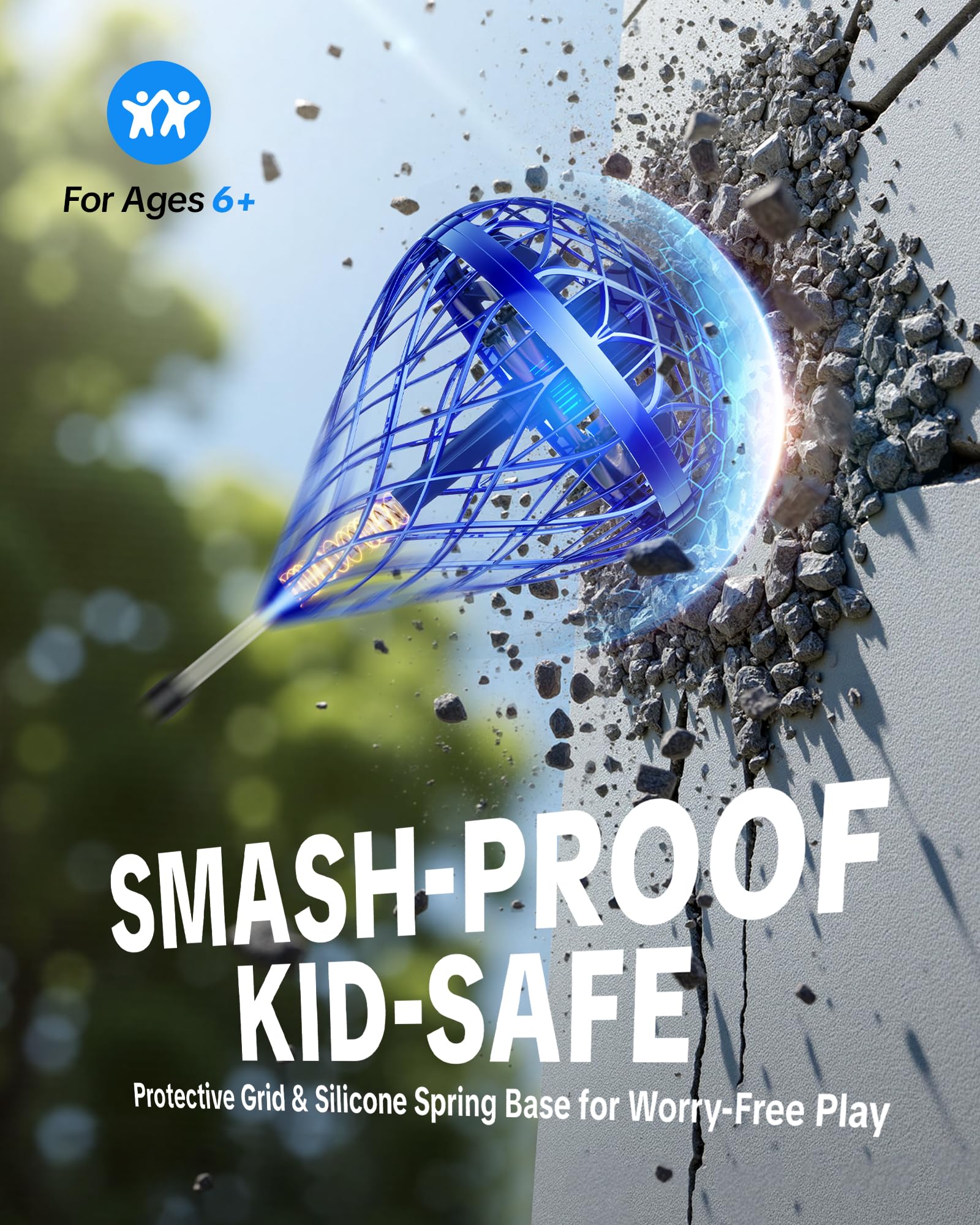 Flystars Flying Bouncing Toys, Next-Gen Pro 2025 Cosmic Globe Flying Orb Ball Motion-Control Hover Spinner with 3D Flips, Cool Interactive Gift Toy for Kids 6+ Boys Girls Teens(Blue-S)