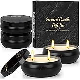Mens Scented Candle Gift Set 4 Pack Men Candles for Home Scented, 24oz Soy Candle 240 Hour Mens Scented Candle Gift Set for Dad, Boyfriend, Husband Birthday, Valentine, Christmas, Anniversary Present