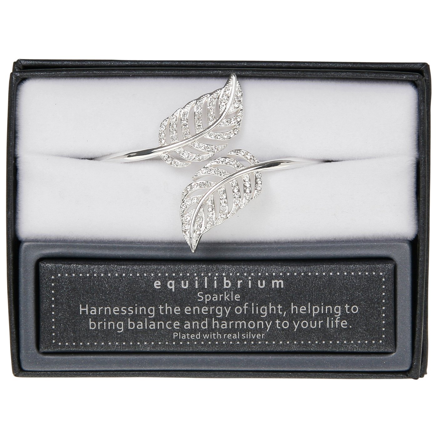 equilibrium Silver Plated Feathers Open Bangle
