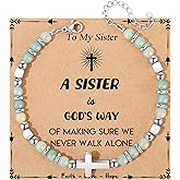 JoycuFF Christian Gifts for Women Cross Bracelet Faith Easter Catholic Religious Christian Jewelry, Meaningful Baptism Communion Natural Beads Bracelets