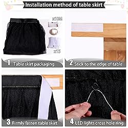QueenDream Rectangle Black Table Skirts Tulle Table