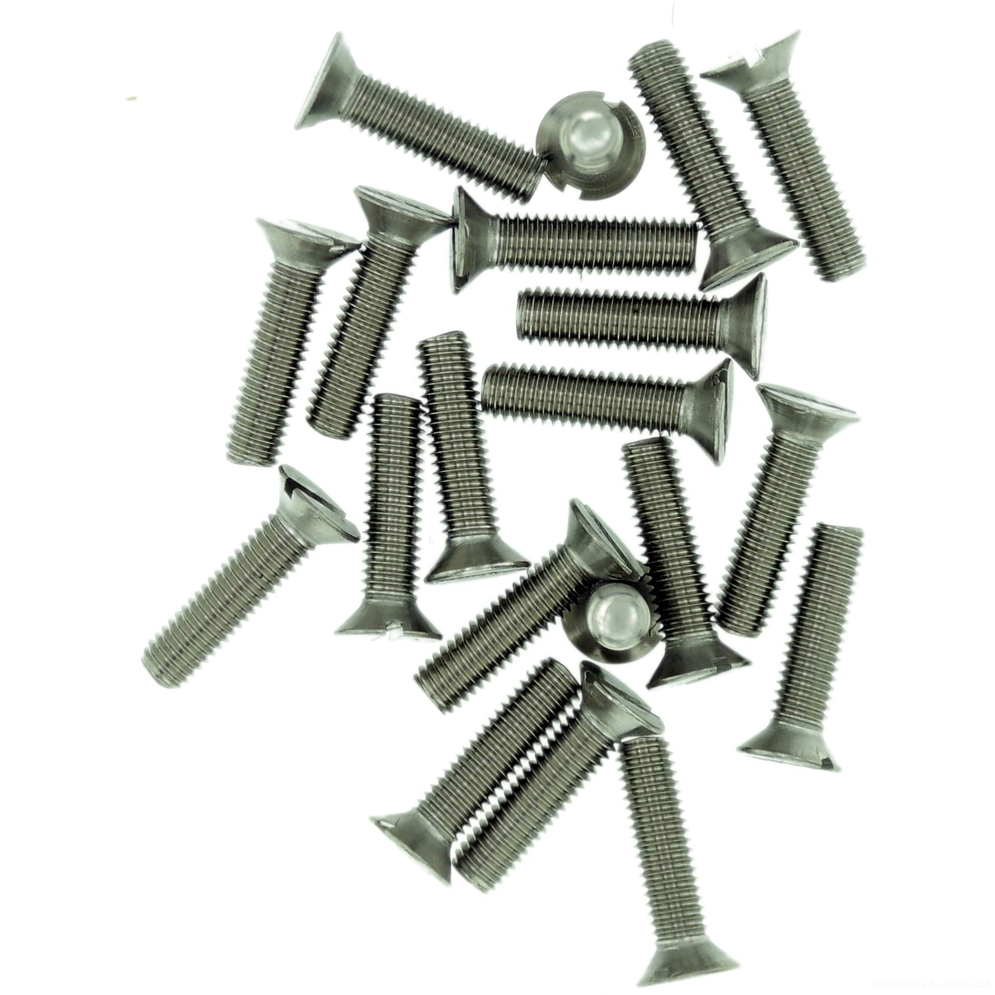 M6 (6mm x 45mm) Slot Countersunk Machine Screw (Bolt) - Stainless Steel (A2) (Pack of 20)
