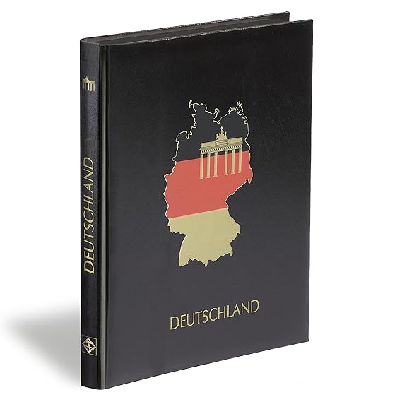 Leuchtturm Briefmarken-Album Deutschland | Luxus Einsteckbuch | 32 Schwarze Seiten | Einsteckalbum im DIN A4 mit robustem Ein