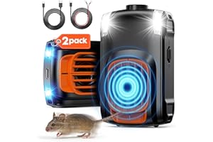 VSYT Upgraded 3-in-1 Rodent Repellent for Car Engines, Ultrasonic Animal Under Hood Repellent for Car RV Garage Indoor 2 Pack (Orange)