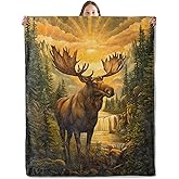 xmwjfd Majestic Moose Blanket, Cozy Plush Throw Blanket for Couch Bedroom Outdoor, Lightweight Soft Flannel Travel Blankets, Gifts for Women Adults Kids, Warm Decor 50"×60"