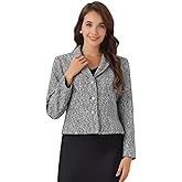 Allegra K Tweed Blazers for Women's Lapel Collar Long Sleeves Blazer Jackets