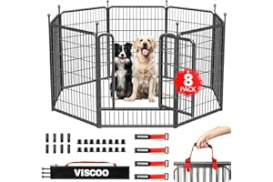 VISCOO Dog Playpen Outdoor, 8 Panels 40" High Heavy Duty Metal Dog Pen, Pet Fence for Large/Medium/Small Dogs, with Doors Foldable Metal Dog playpen Exercise Pen for RV, Camping, Yard