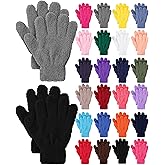 Shyyween 24 Pairs Toddler Winter Gloves Knitted Warm Full Fingers Fluffy Gloves Soft Lightweight Kids Mittens for Boys Girls