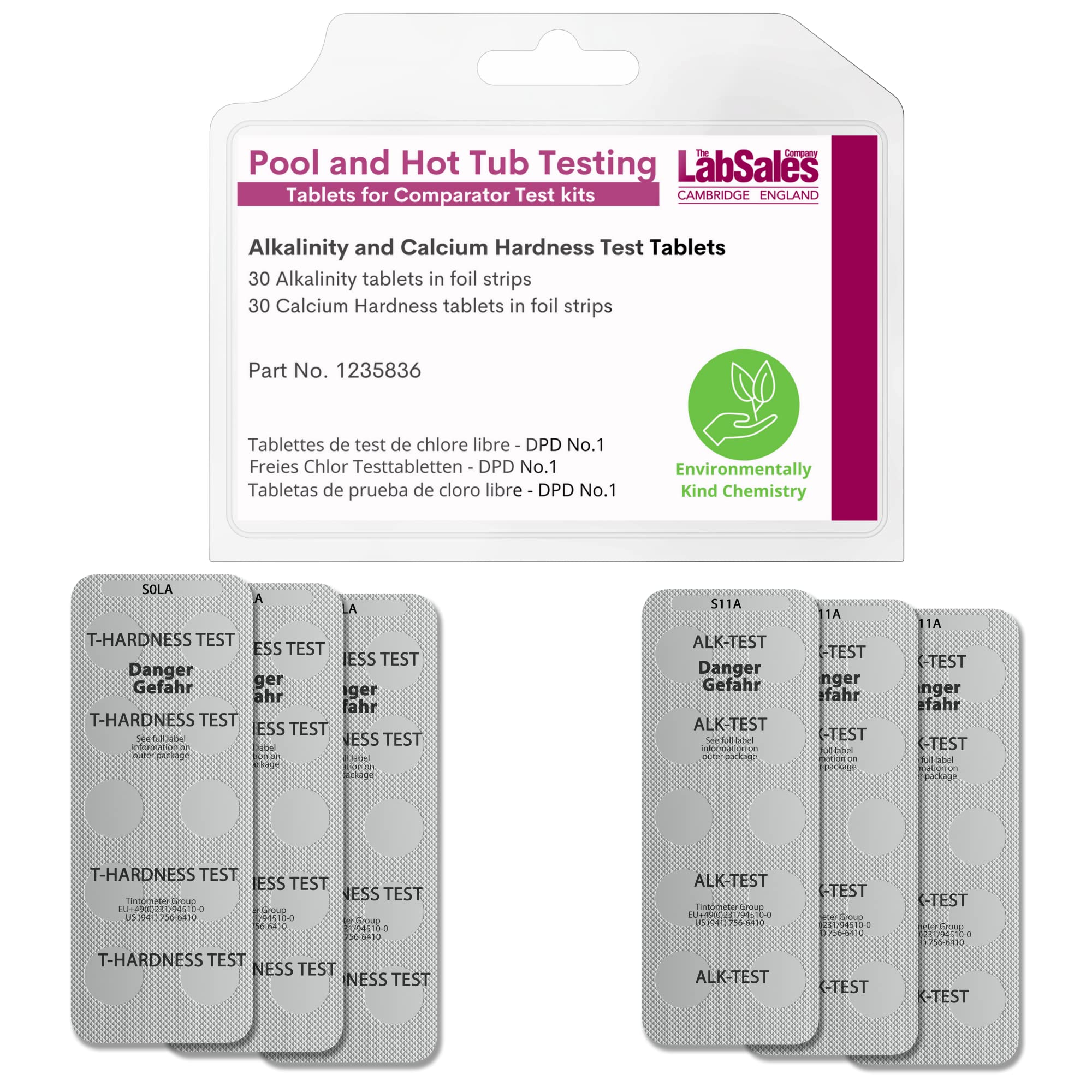 Labsales Hot Tub, Spa and Pool Kit Two Test Tablet Refill, 30 Alka Test Tablets For Alkalinity And 30 Hardness Test Tablets For Comparator Tester