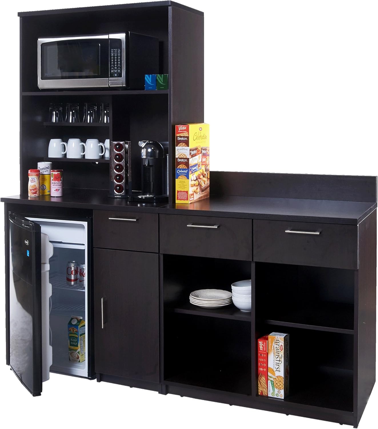 Breaktime 3 Piece Coffee Break Lunch Room Furniture, Espresso (Includes Furniture Cabinets Only)