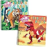 CutteeyFyry 2PCS Paint by Number Sticker Book Travel Activities for Kids Ages 4-10, Road Trip and Airplane Toys for Long Car Rides, Birthday Present, Preschool Classroom Party Gifts