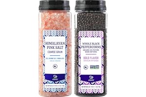 Soeos Himalayan Pink Salt 39 oz (1100g) & Whole Black Peppercorns 18 oz (510g) - Kosher Certified Bulk Seasoning Set for Cook