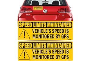 TOTOMO 2pk Vehicle Speed is monitored by GPS Speed limits are maintained sticker 10"x3.5" Highly Reflective Premium Quality Car Safety Caution Sign #SDM-14