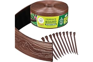 MASTER MARK Terrace Board, Landscape Coiled Edging, Grass Barrier, Bender Board, Garden Borders (Brown) 4 in. x 40 ft. with 10 Stakes