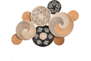 WOODCHILL Boho Wall Basket Decor - 9pc Boho Basket Wall Decor Set - 100% Natural Seagrass Wall Decor & Wicker Wall Decor Set - Handmade Boho Wall Baskets & Woven Wall Decor Set from Vietnam - Rustic