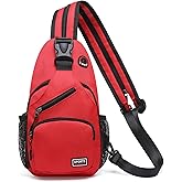 SUIKIHUM Convertible Sling Bag Crossbody Backpack, 7.9" Tablet Bags with Headphone Jack Shoulder Bag Casual Pack for Women Men Hiking Travel (Red)