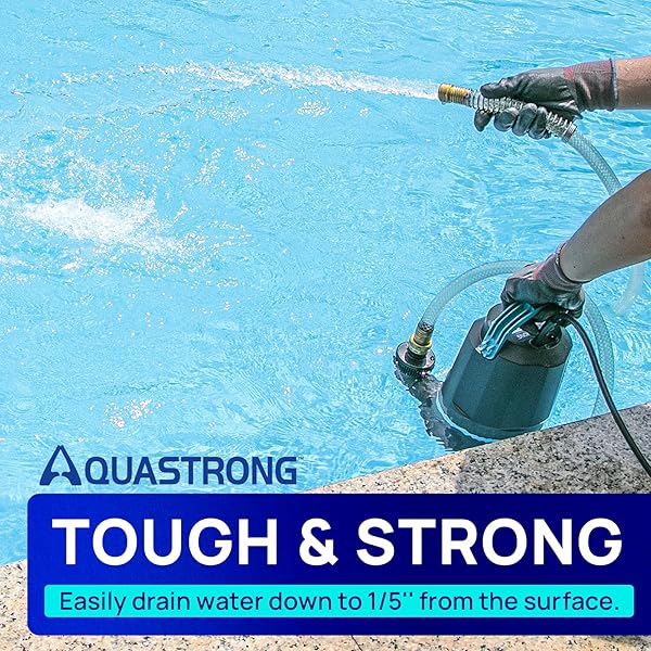 AQUASTRONG SUMP PUMP 1 HP 4500 GPH SUBMERSIBLE WATER PUMP THERMOPLASTIC PORTABLE UTILITY PUMP HIGH FLOW WATER REMOVAL FOR SWIMMING POOL GARDEN POND BASEMENT WINDOW WELLS WITH 10FT LONG POWER CORD