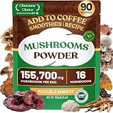 Venture Pal 16 in 1 Mushroom Powder 1730mg Adaptogenic Mushrooms Supplement | 100% Fruiting Body Coffee Alternative with Lion's Mane, Chaga, Reishi, Support Immune, Focus &amp; Energy, 90 Servings