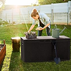 Greesum 100 Gallon Resin Deck Box Lockable Large