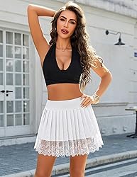 Avidlove Mini Skirt for Women Pleated Lace Short