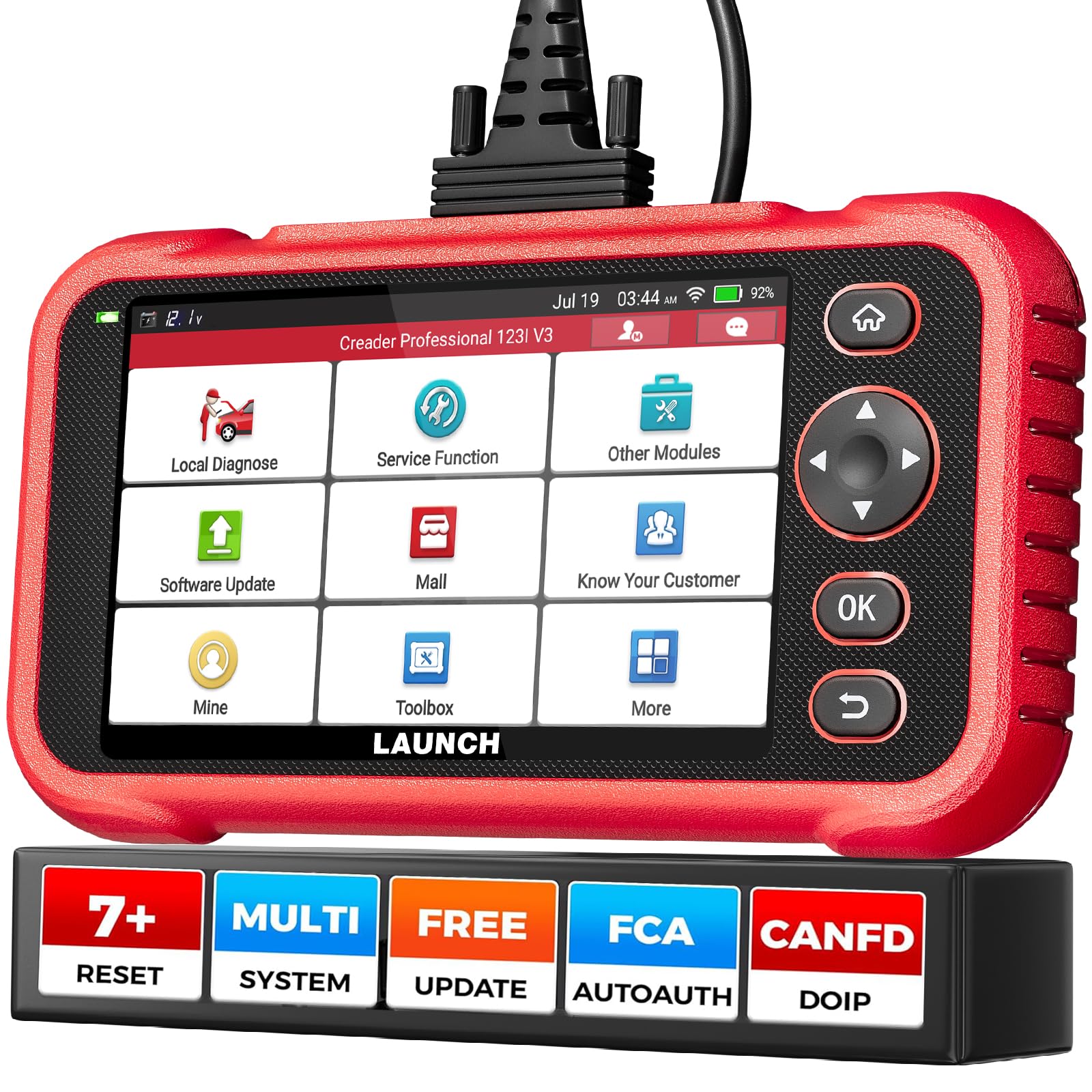 LAUNCH OBD2 Scanner CRP123E V3.0 Car Diagnostic Tool Engine ABS SRS Transmission OBD Scanner with 7 Reset Service Oil/EPB/SAS/BMS/Throttle/Battery Reset,DPF Regeneration Tool, ABS Bleed,Free Update