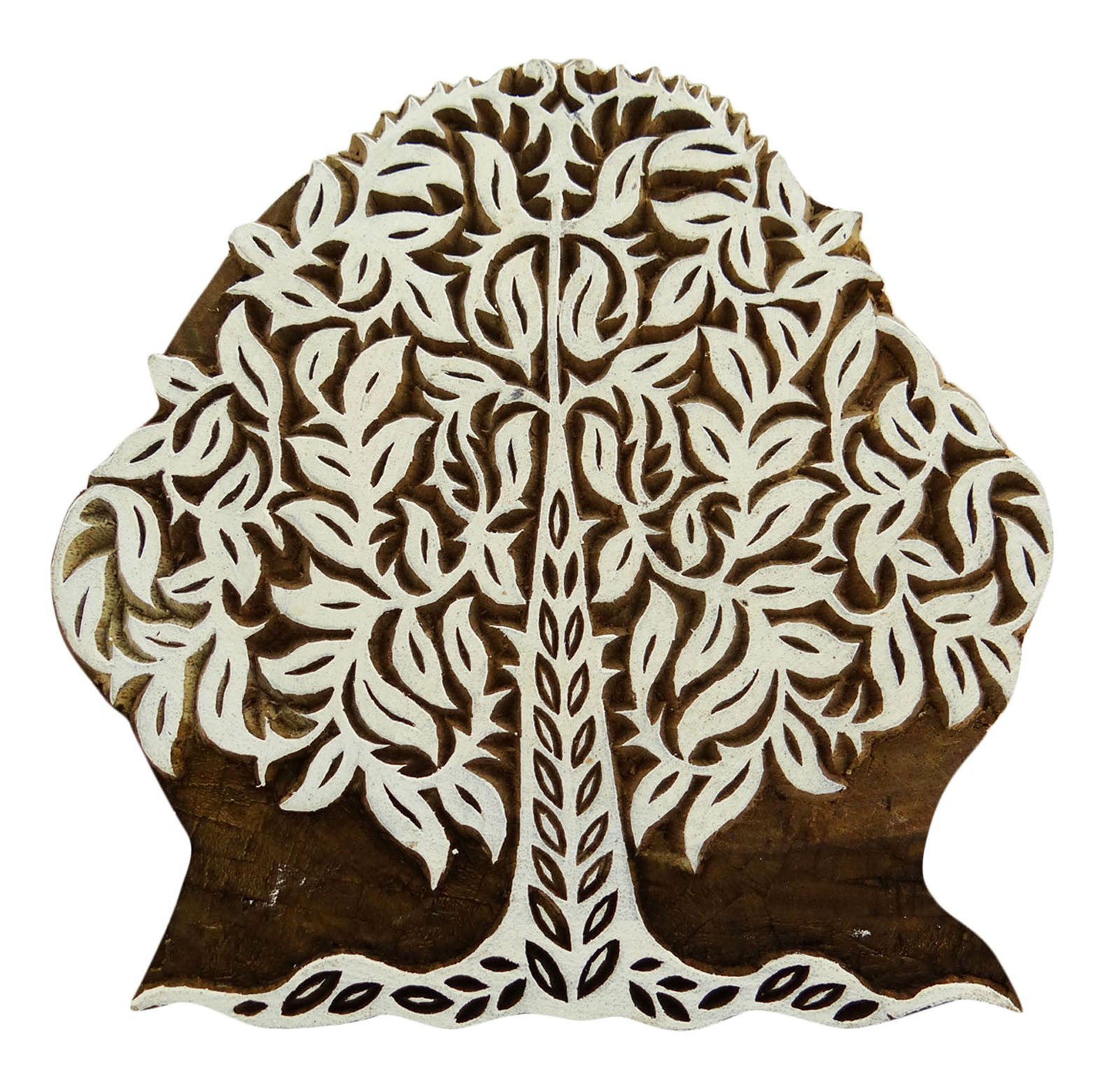 ibaexports Brown Tree Indian Wood Handcraved Printing Block Textile Stamps Wooden Blockprint