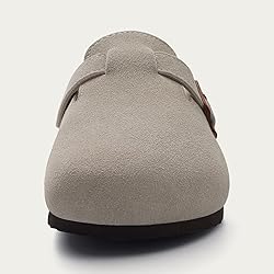 KIDMI Women's Genuine Suede Clogs Cork Footbed