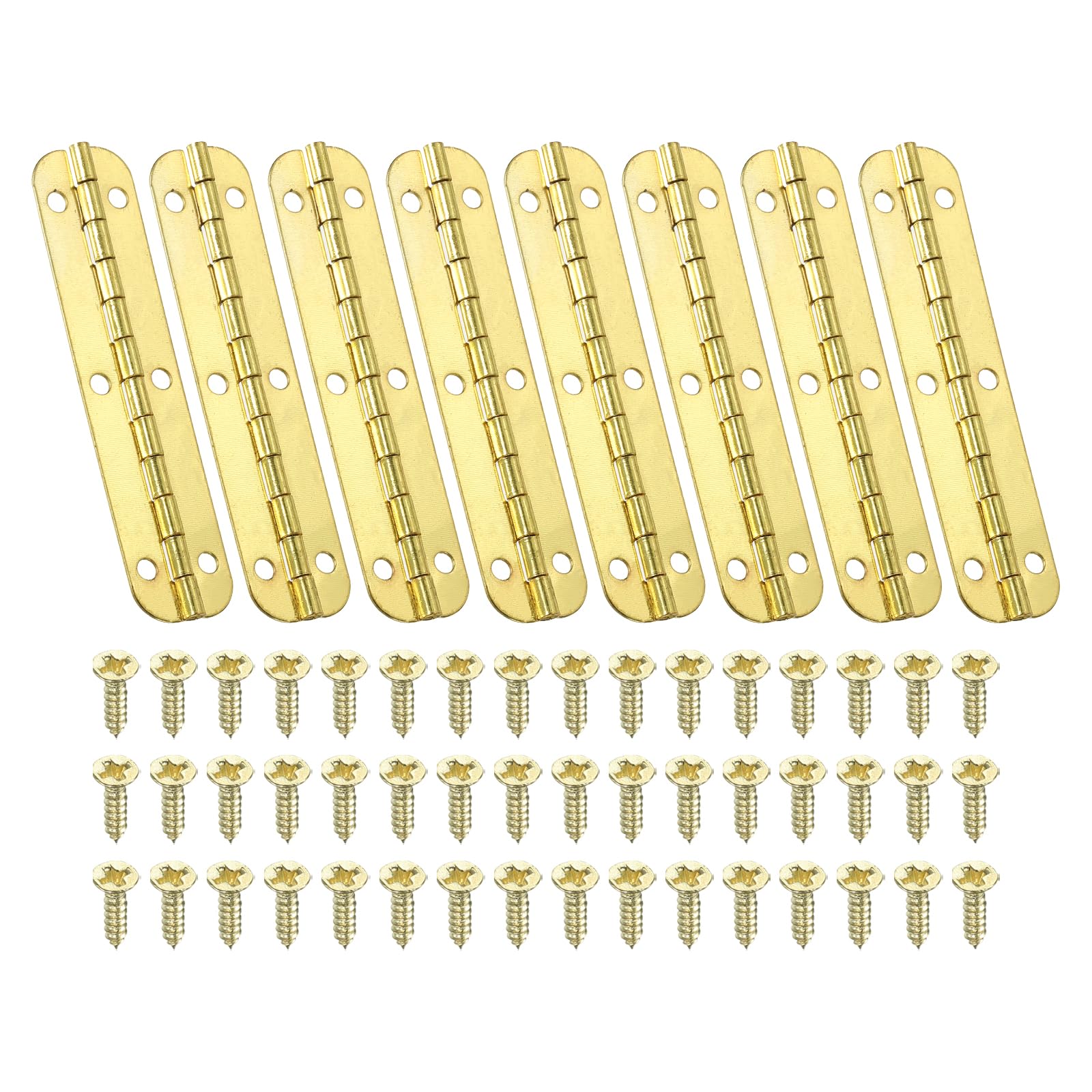 PATIKIL Small Piano Hinge 2.6" x 0.6", 8 Pack Mini 180-Degree Jewelry Box Hinges with Screw for Jewellery Wooden Boxes, Gold