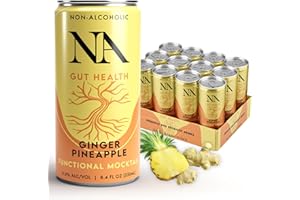 THE NA BEVERAGE COMPANY NA Non-Alcoholic Functional Adaptogen Drinks with Pre & Probiotic Blend | Ashwagandha, Mushrooms, Magnesium & L-Theanine | Low Sugar, Low Calorie Social Tonic, Ginger Pineapple, 8.4oz Cans (12 Pack)